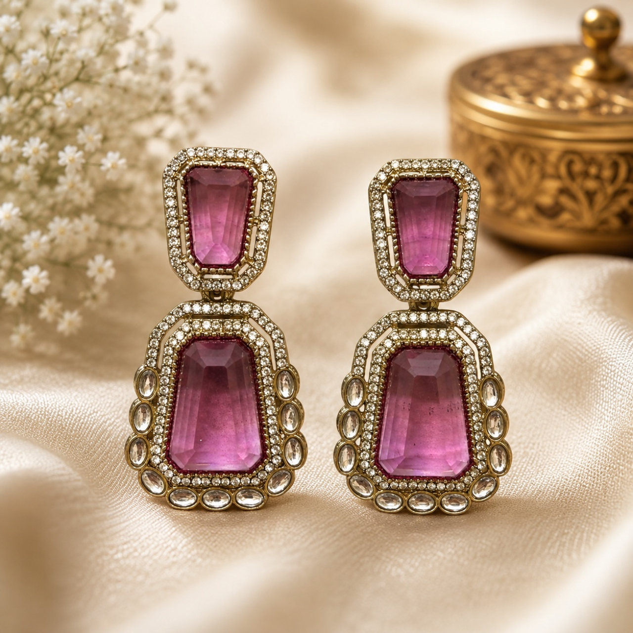 Zeenat Earrings - Onion Pink
