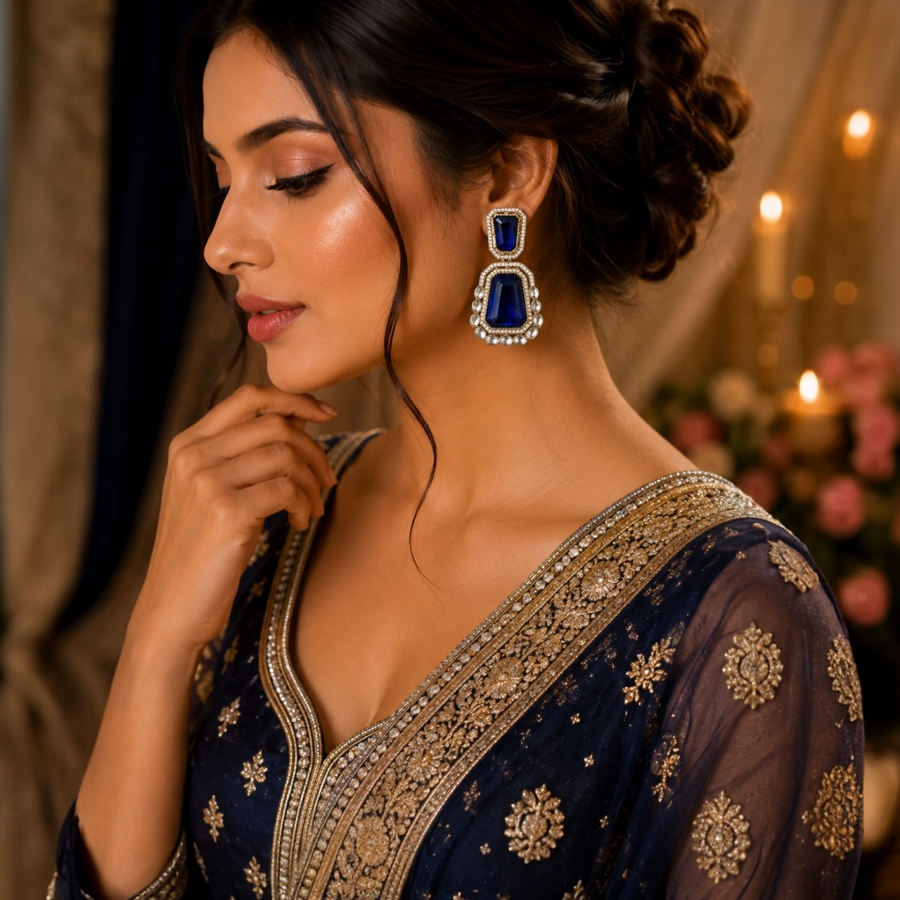Zeenat Earrings - Blue