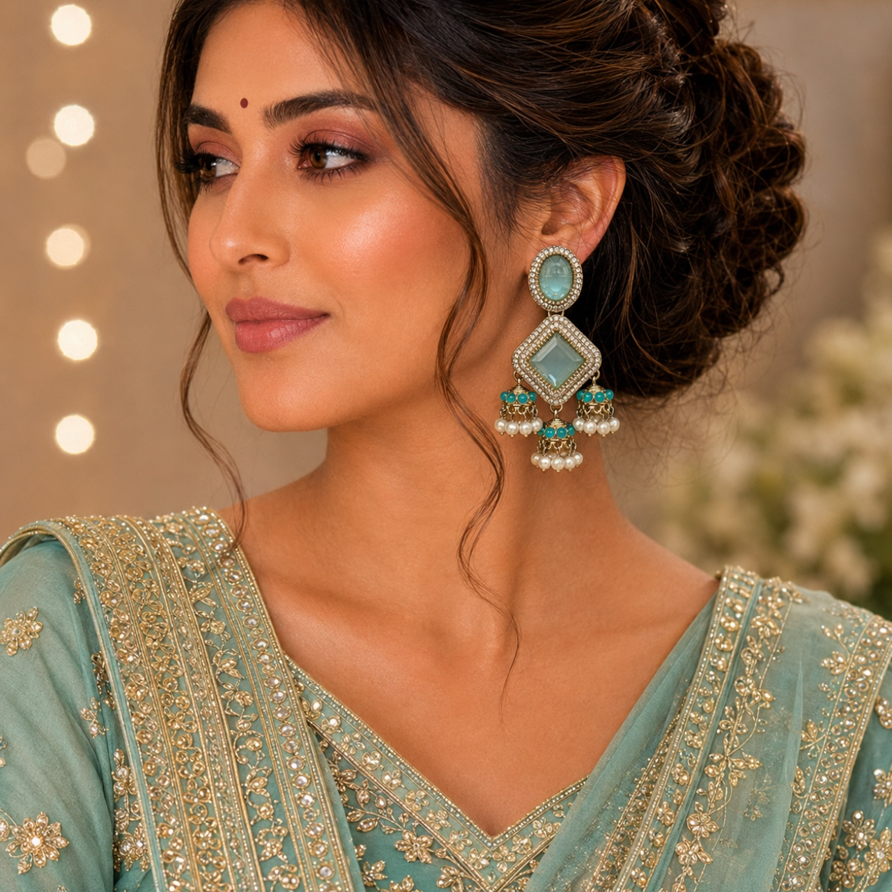 Navya Earrings - Sky