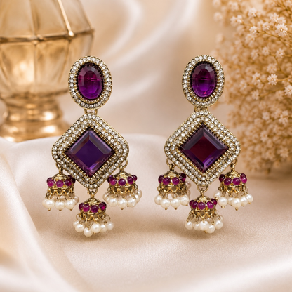Navya Earrings - Purple