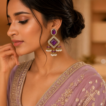 Navya Earrings - Purple