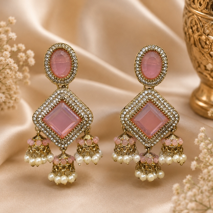 Navya Earrings - Pink