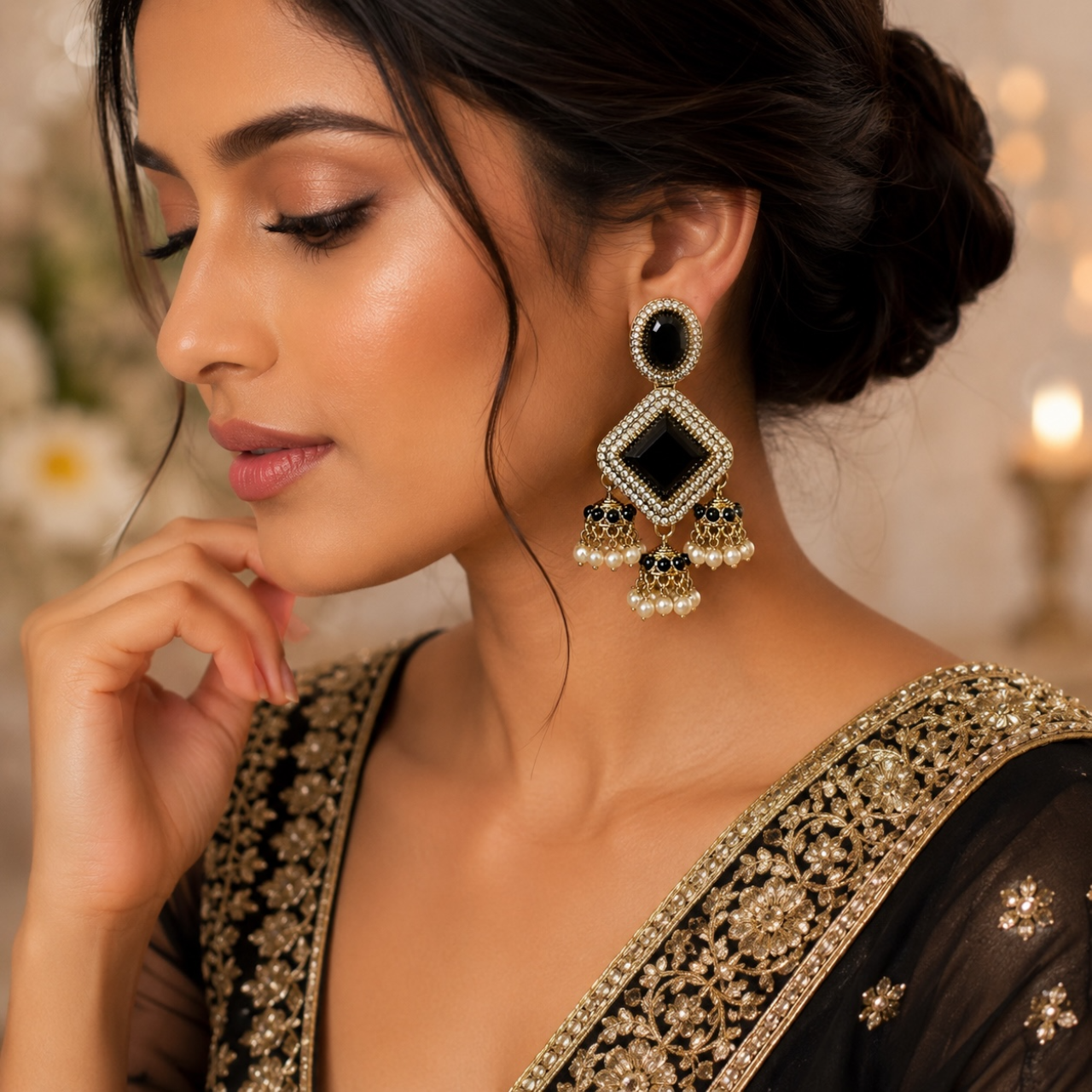 Navya Earrings - Black