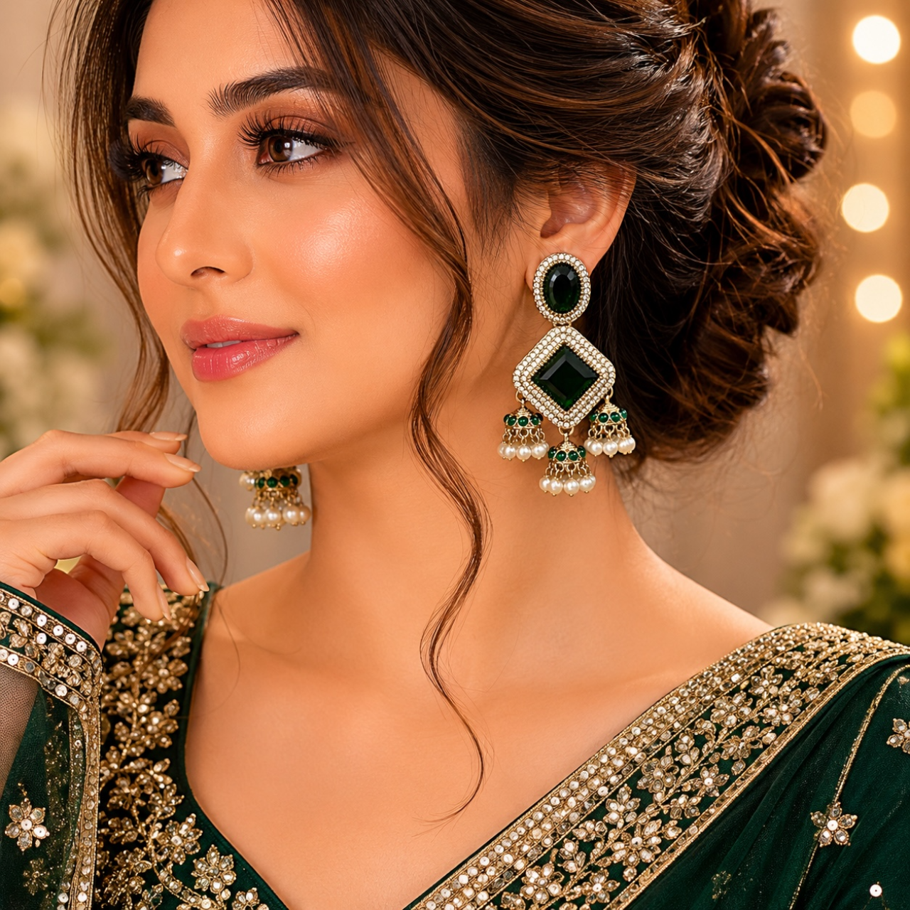 Navya Earrings - Green