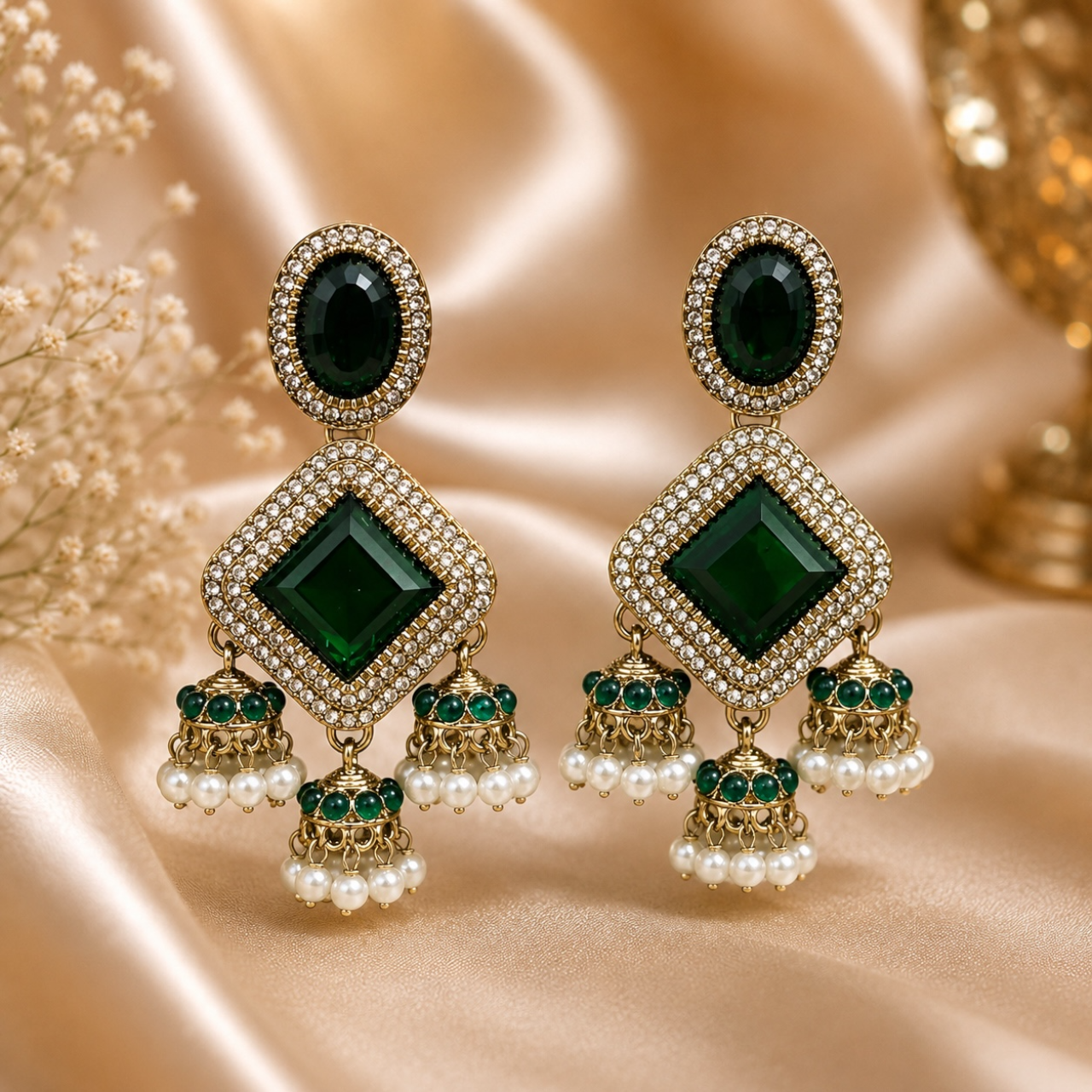 Navya Earrings - Green
