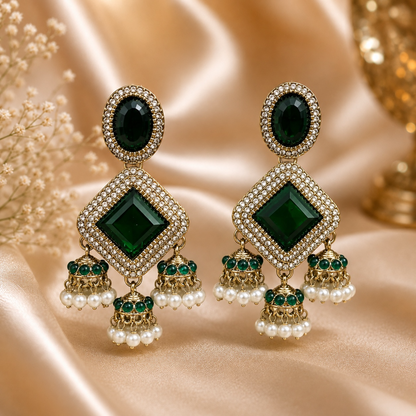 Navya Earrings - Green