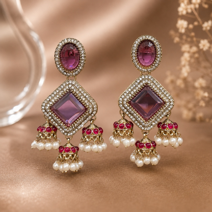 Navya Earrings - Onion Pink