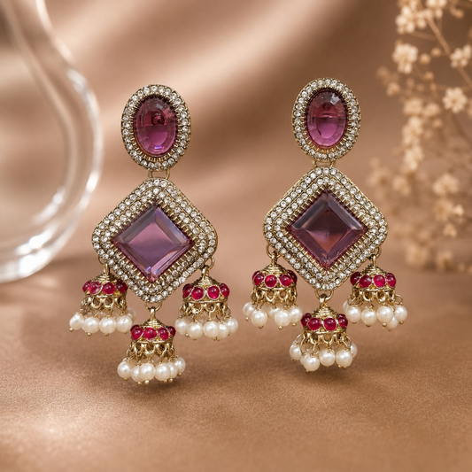 Navya Earrings - Onion Pink