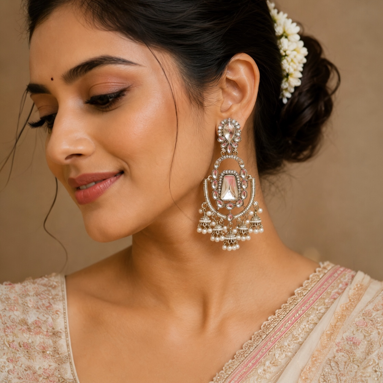 Shikha Earrings - White