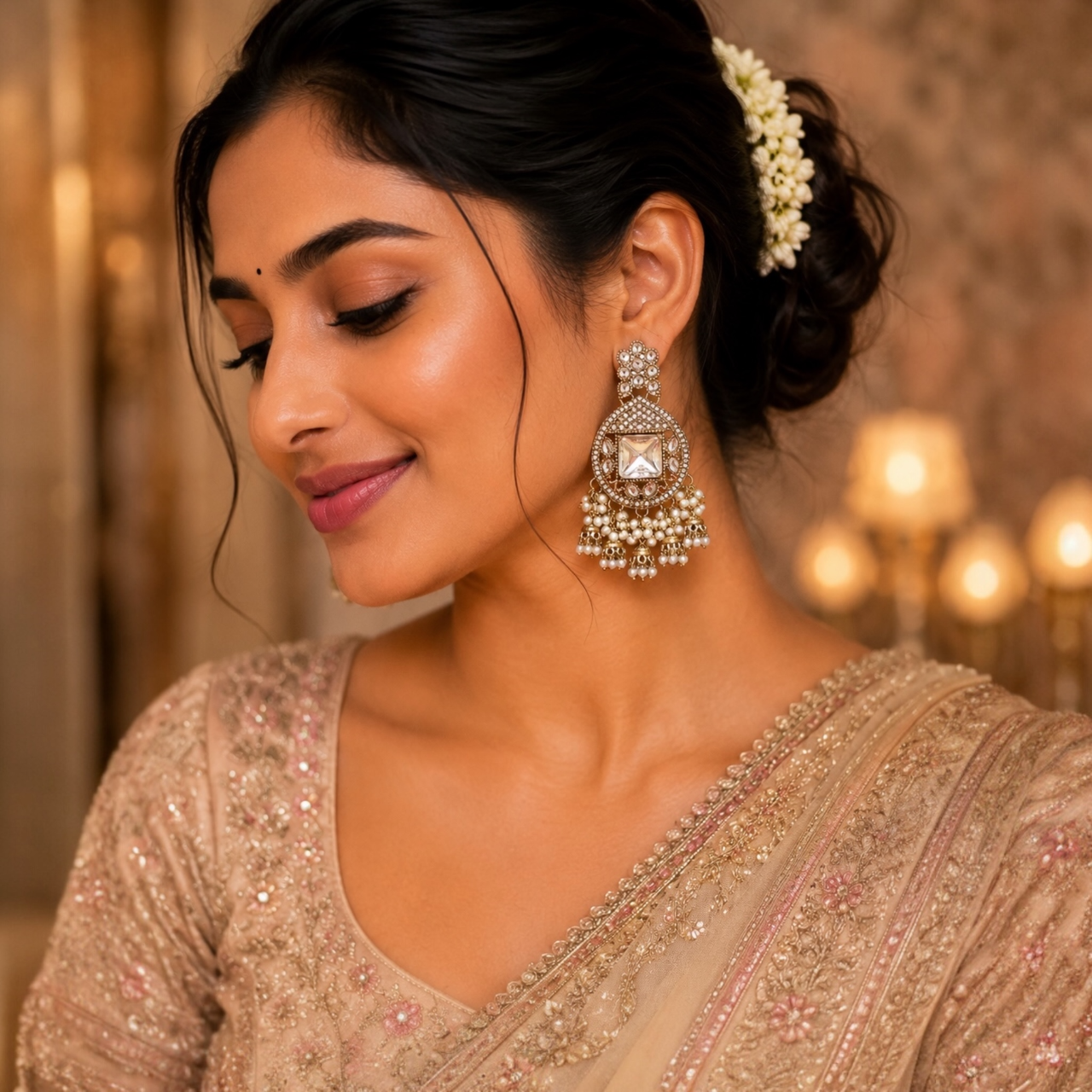 Sneha Earrings - White