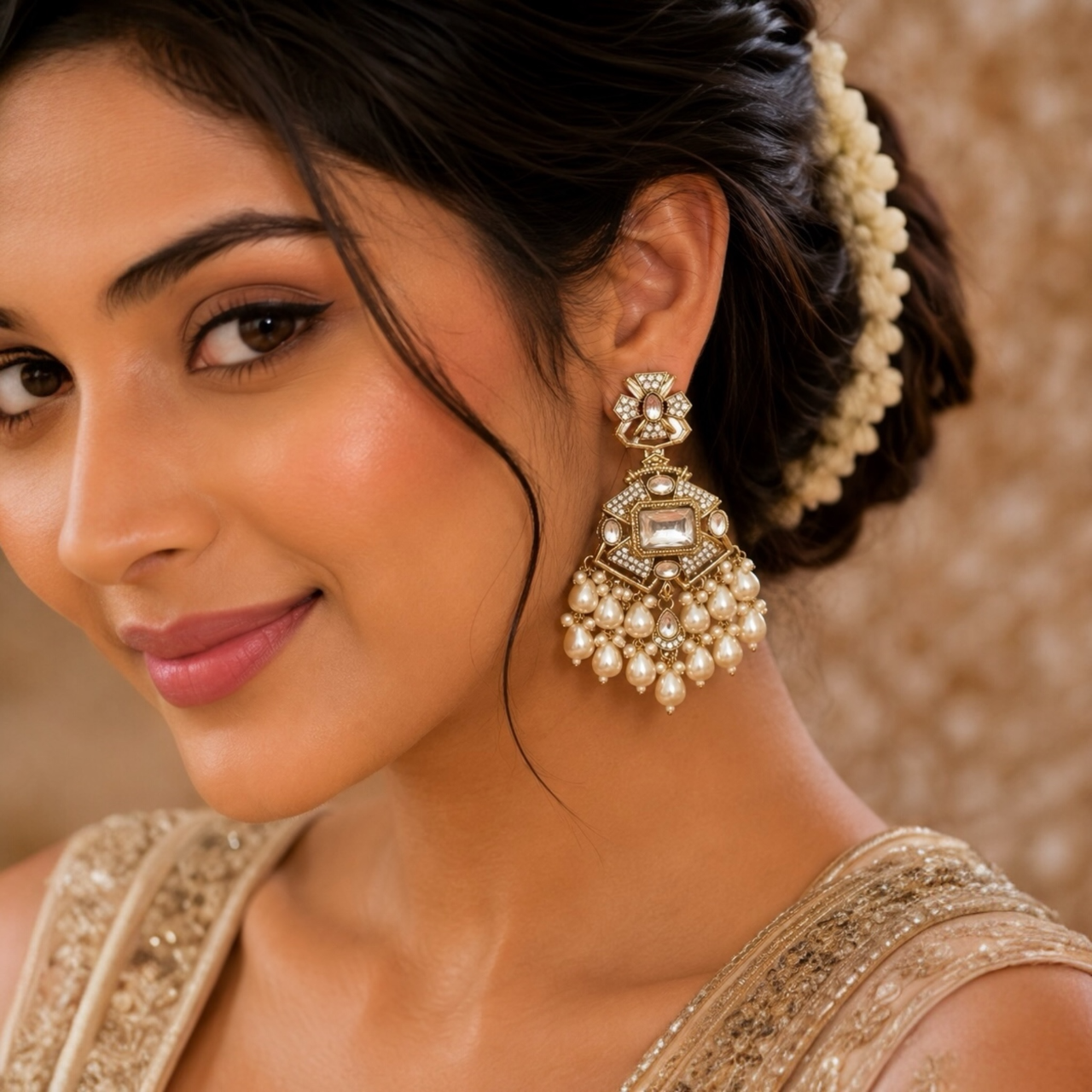 Gunjan Chandbali - White