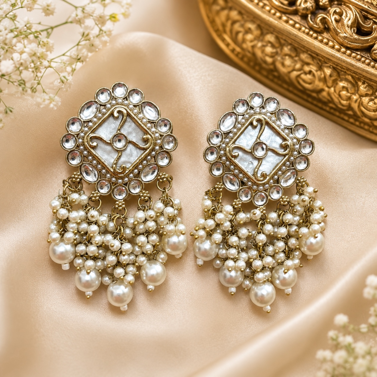 Neetu Earrings - White