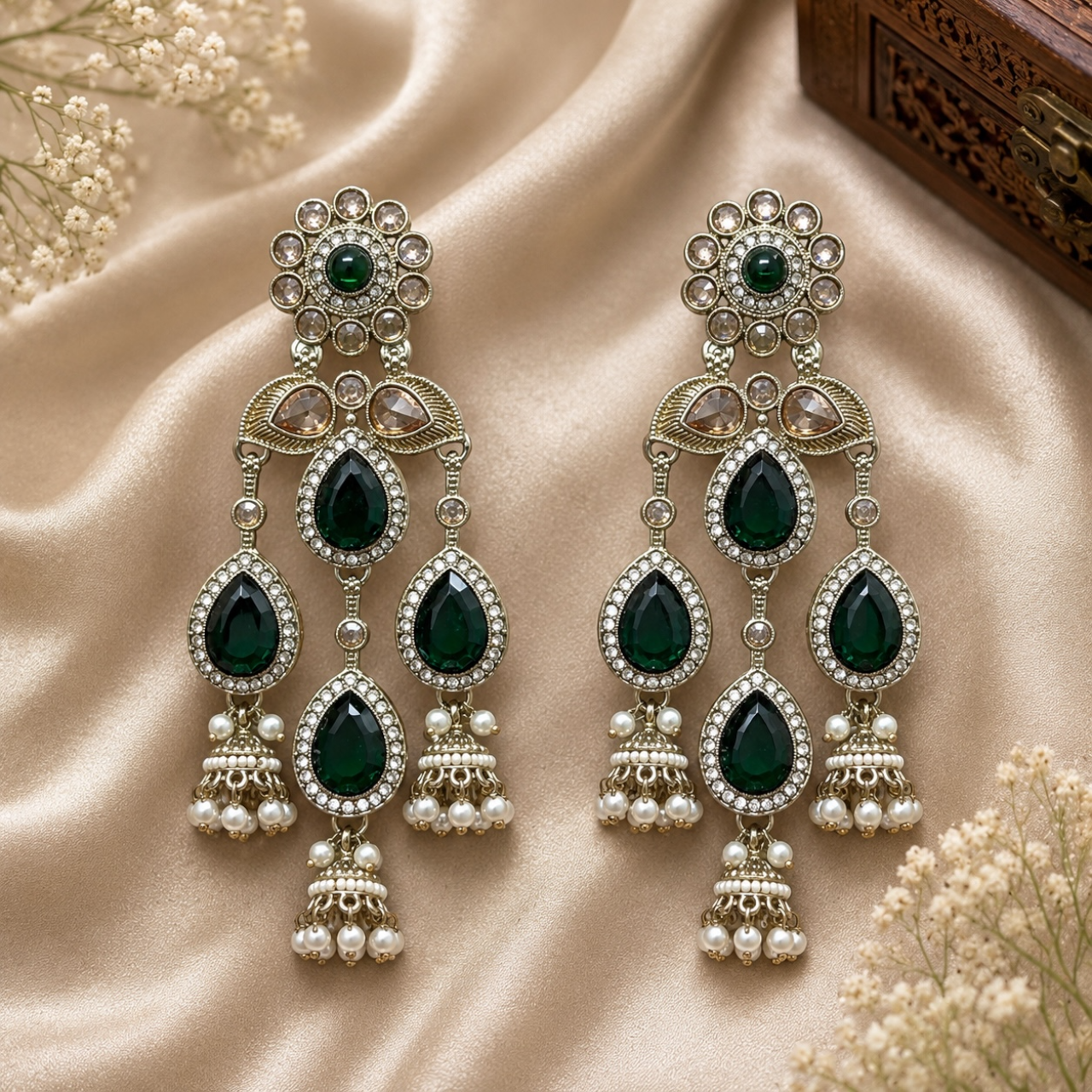 Mahi Earrings - Olive Green