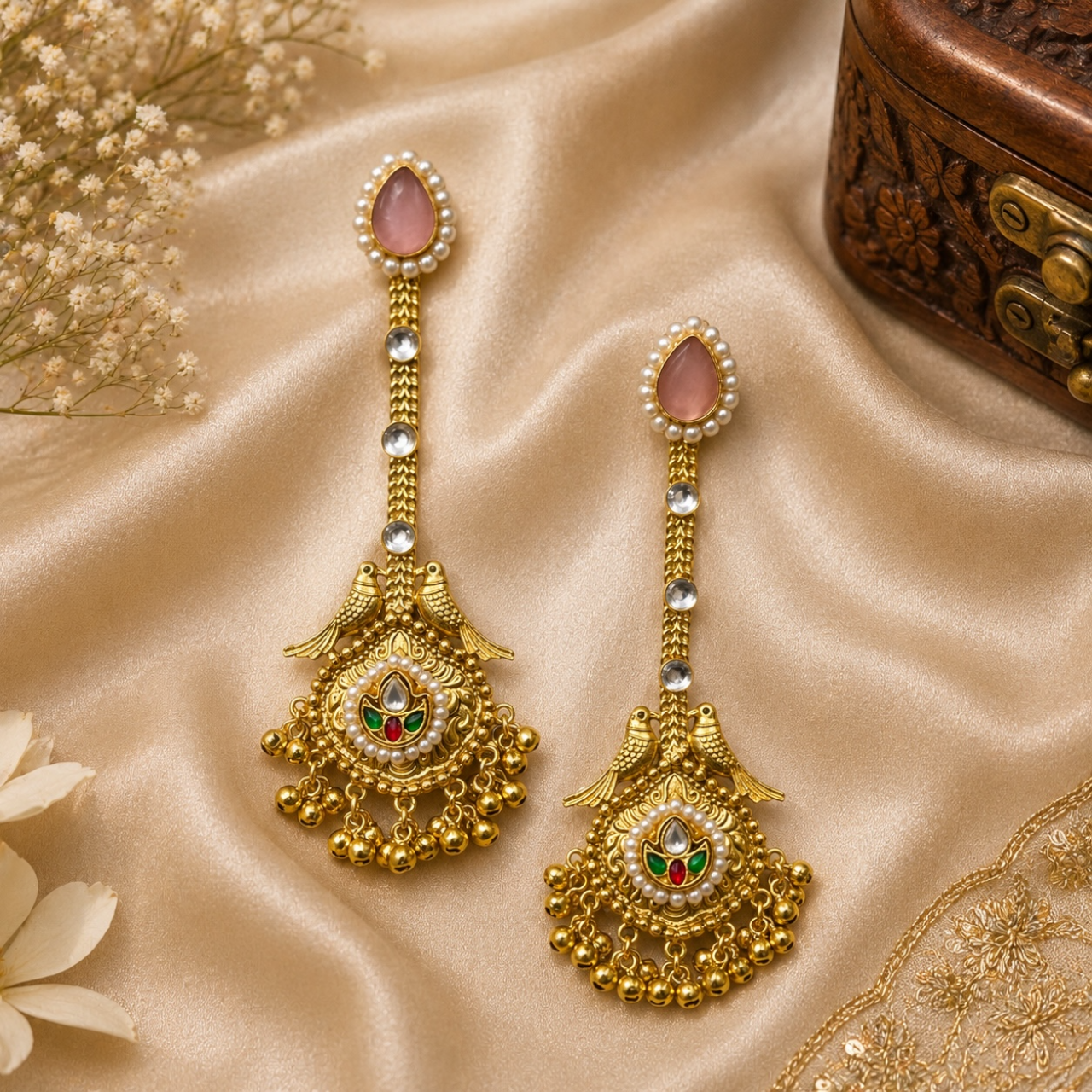 Vanshika Earrings - Peach