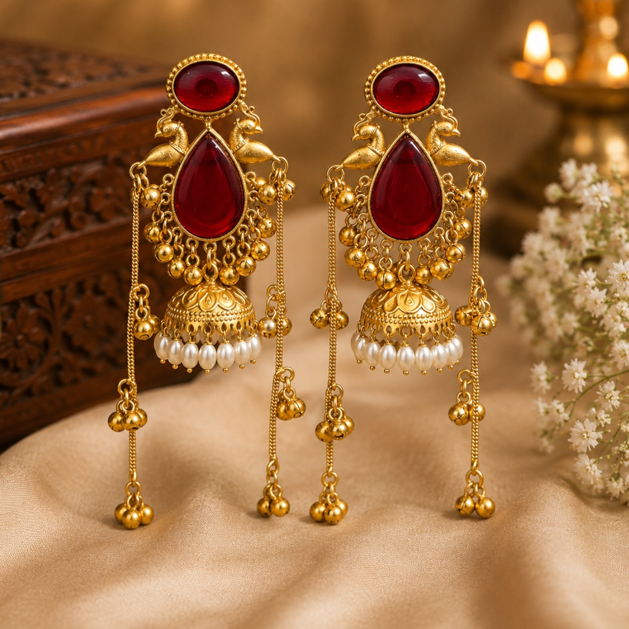 Swati Earrings - Red