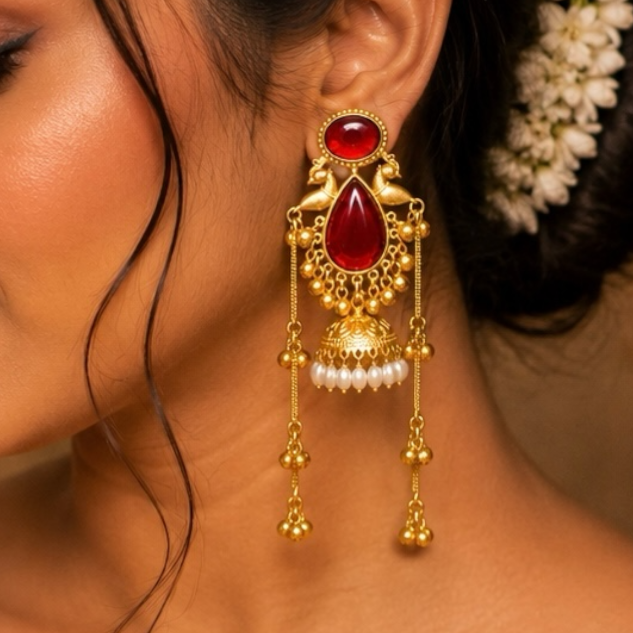 Swati Earrings - Red