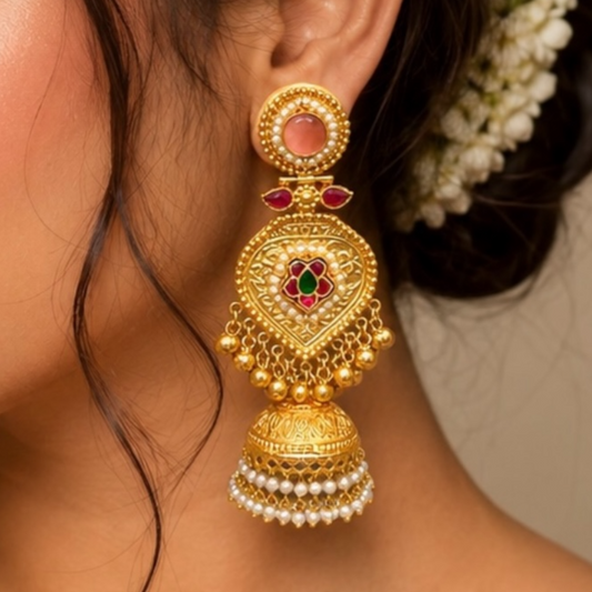 Mahima Earrings - Peach