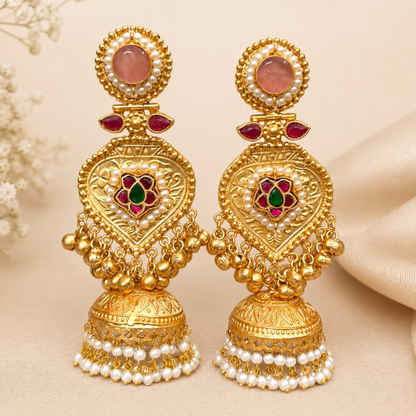 Mahima Earrings - Peach