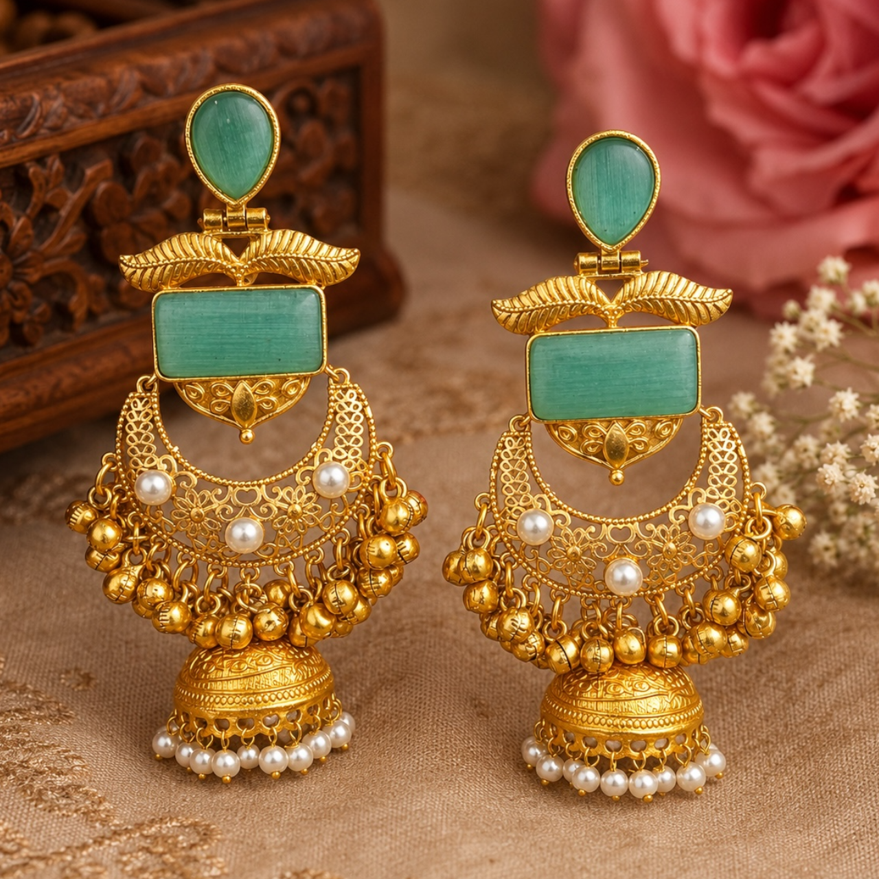 Tarini Earrings - Mint Green