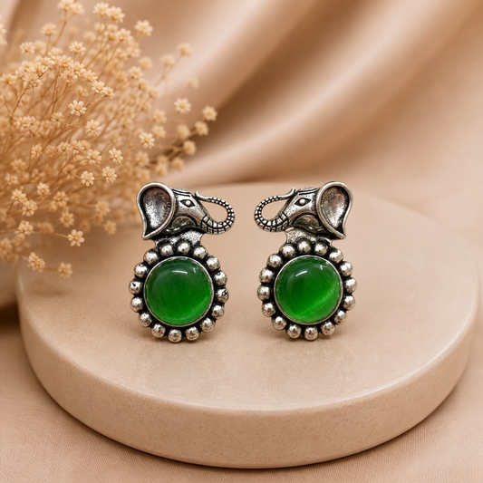 Gaj Brass Studs - Green