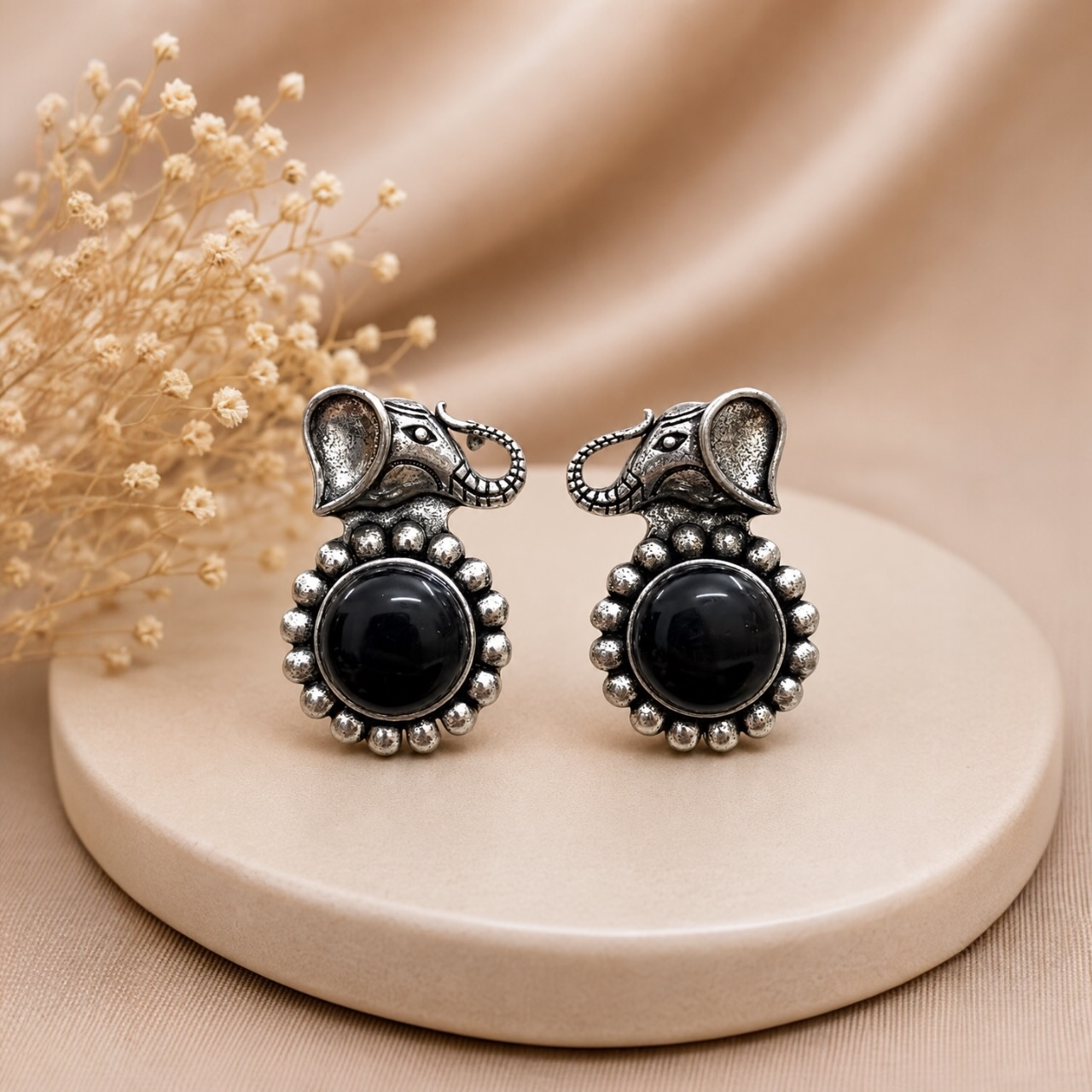 Gaj Brass Studs - Black