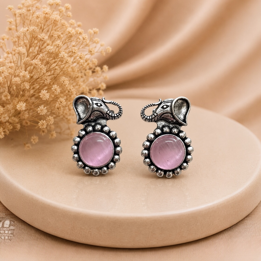 Gaj Brass Studs - Pink