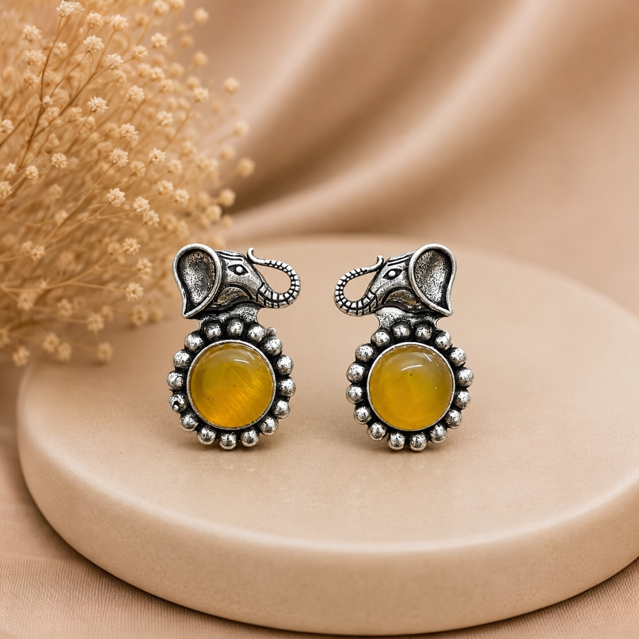 Gaj Brass Studs - Yellow