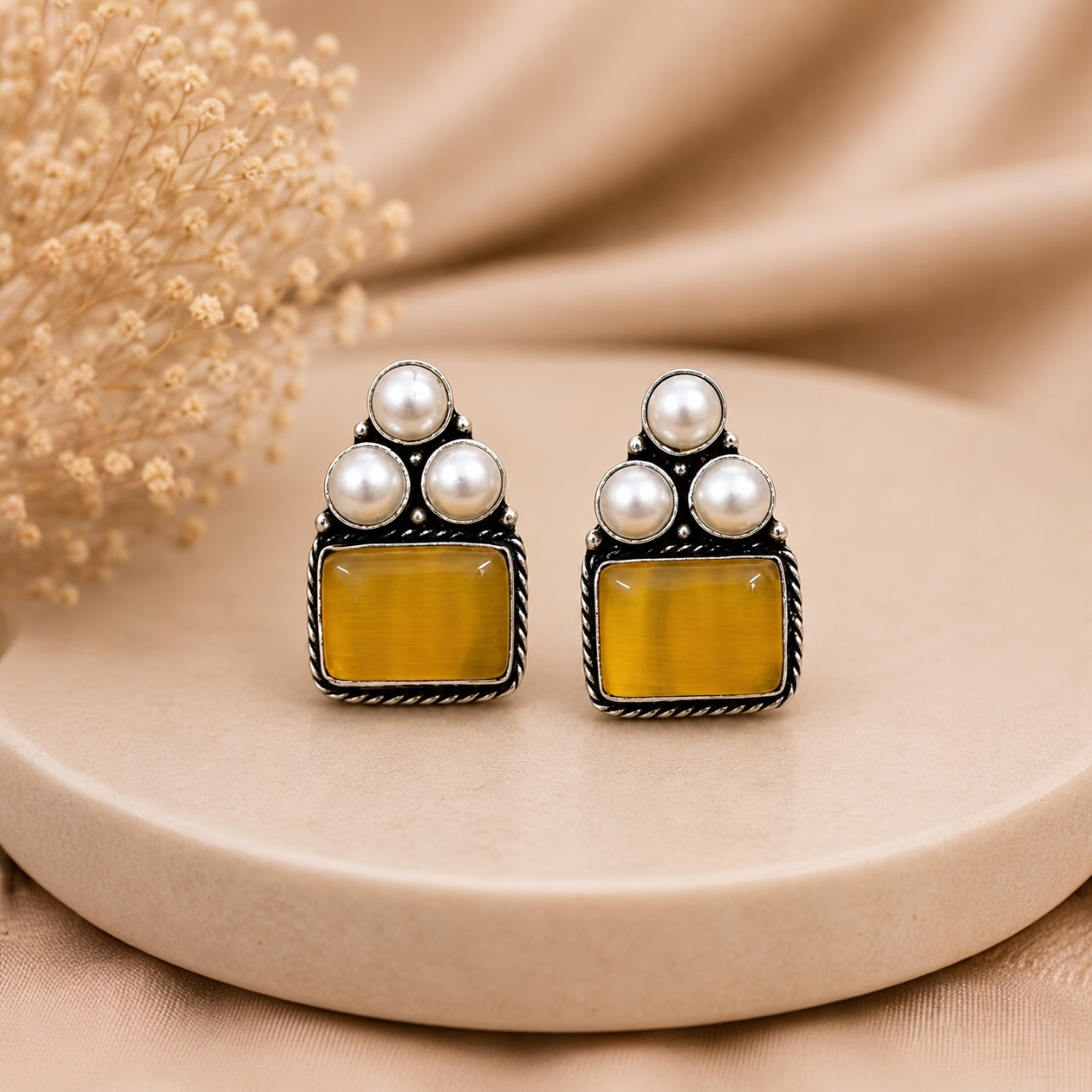 Siya Brass Studs - Yellow