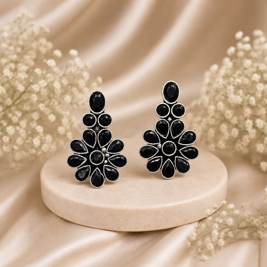 Petal Brass Studs - Black