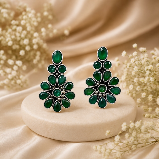 Petal Brass Studs - Green