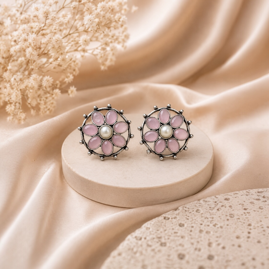Piya Brass Studs - Pink