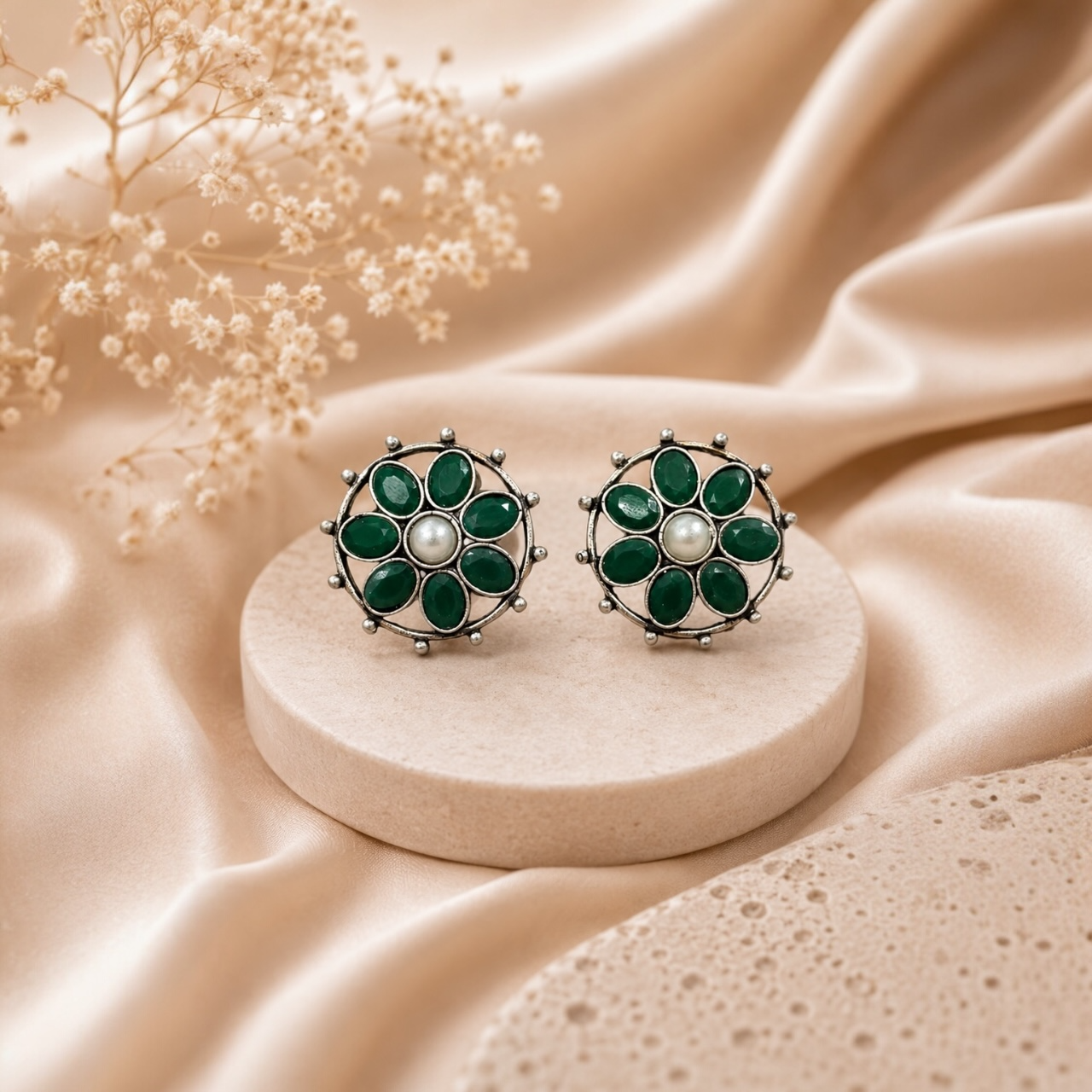 Piya Brass Studs - Green