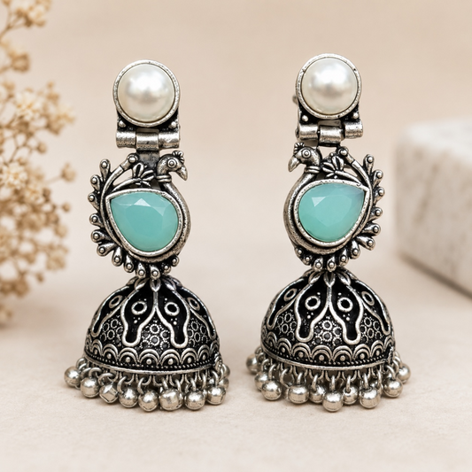 Zia Brass Jhumka - Mint