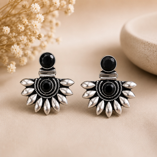 Noor Brass Earrings - Black