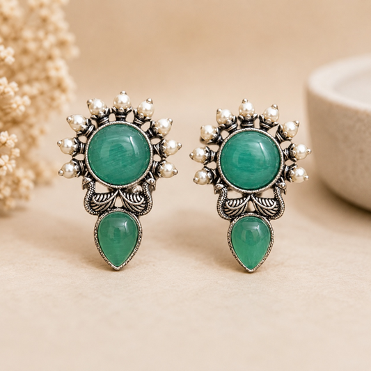 Sun Brass Earrings - Mint
