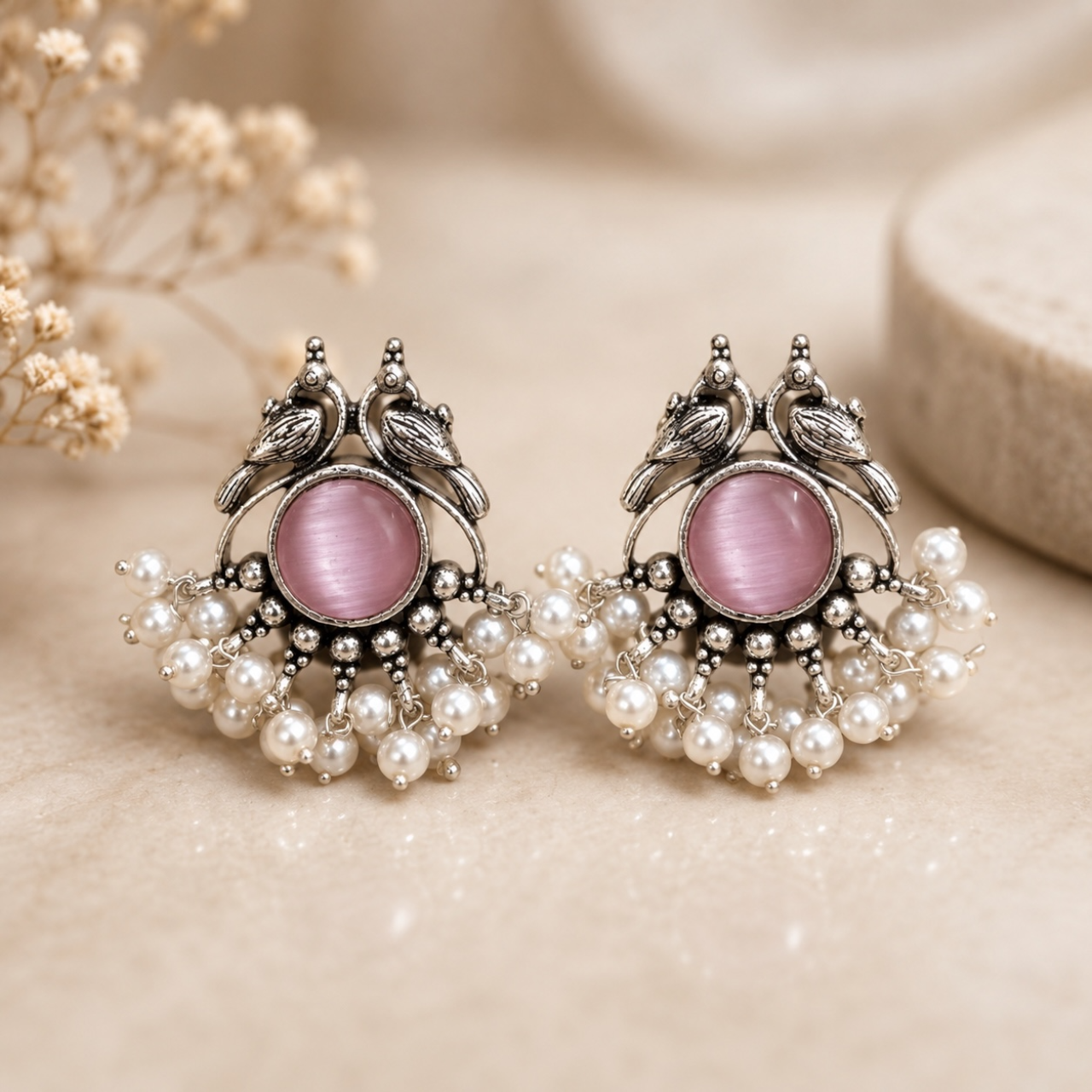 Tira Brass Studs - Pink