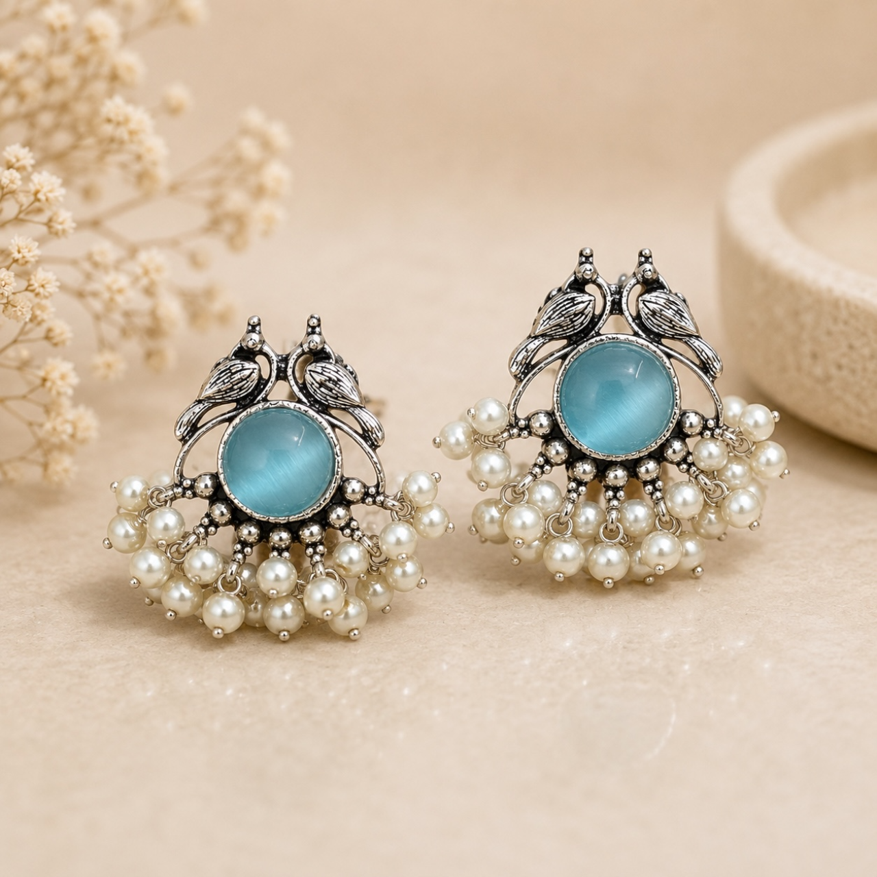Tira Brass Studs - Blue