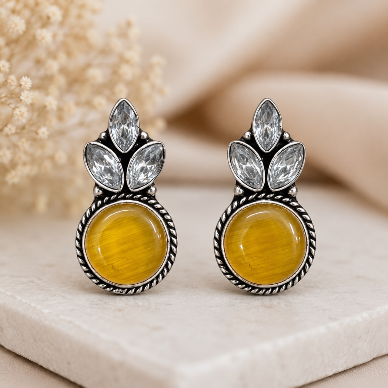 Piku Brass Studs - Yellow
