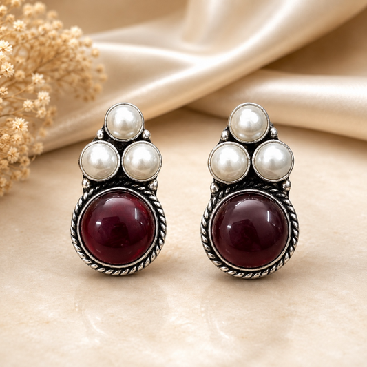 Rima Brass Studs - Ruby