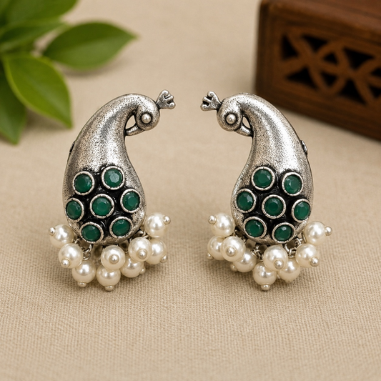 Peahen Brass Studs - Green