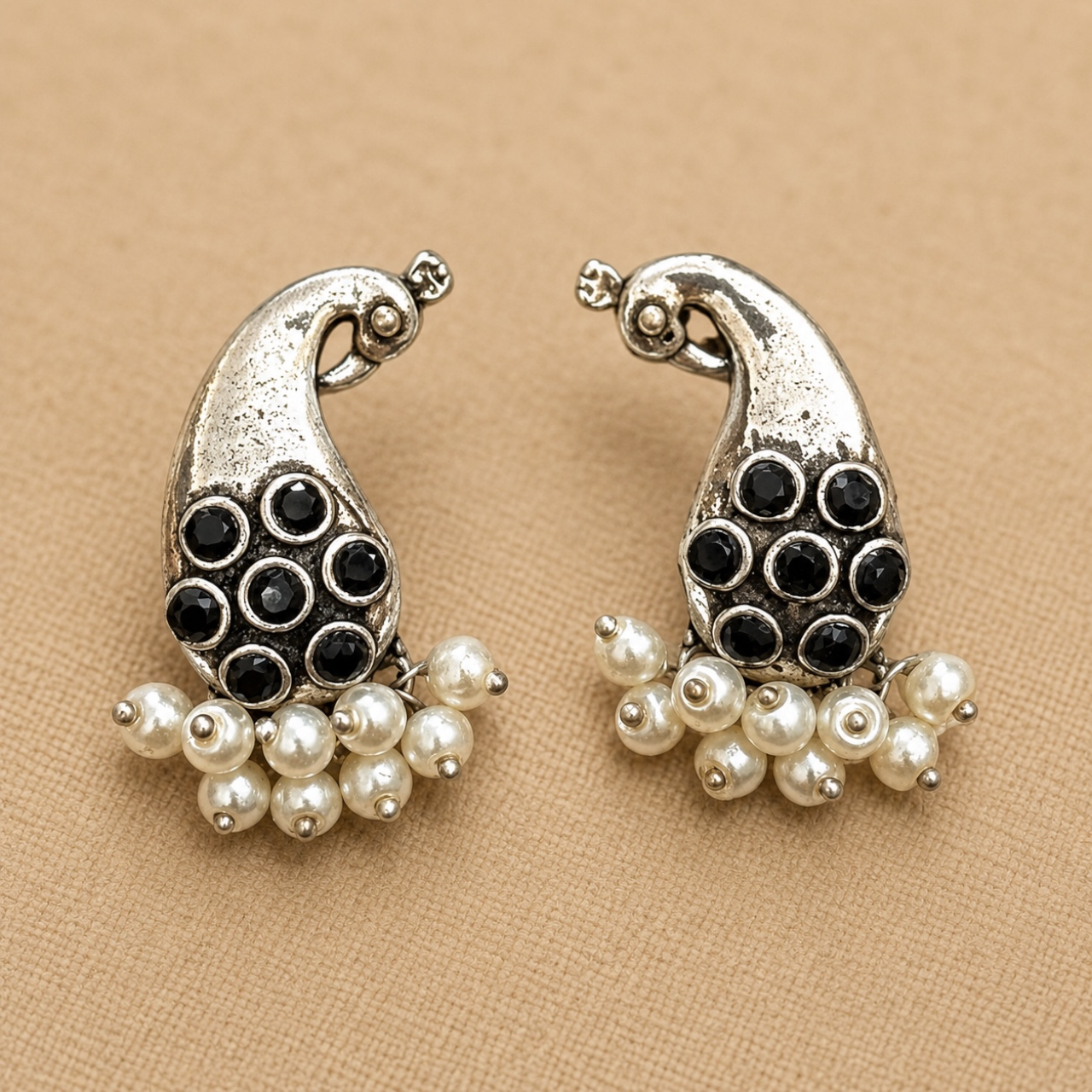 Peahen Brass Studs - Black