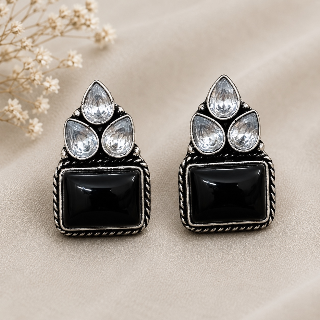 Geet Brass Studs - Black