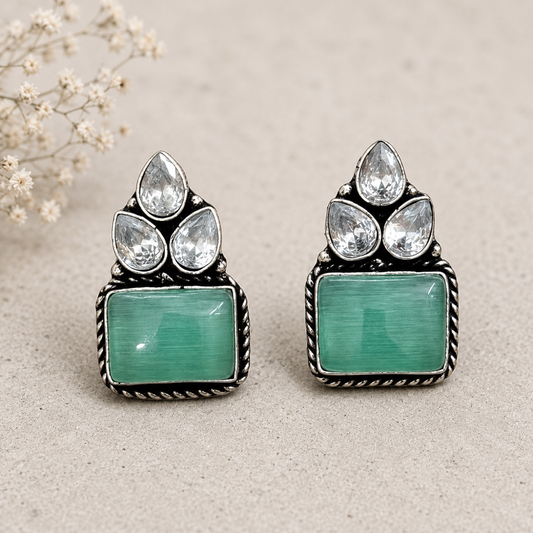 Geet Brass Studs - Mint
