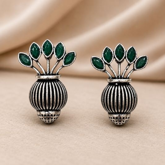 Vase Brass Studs - Green