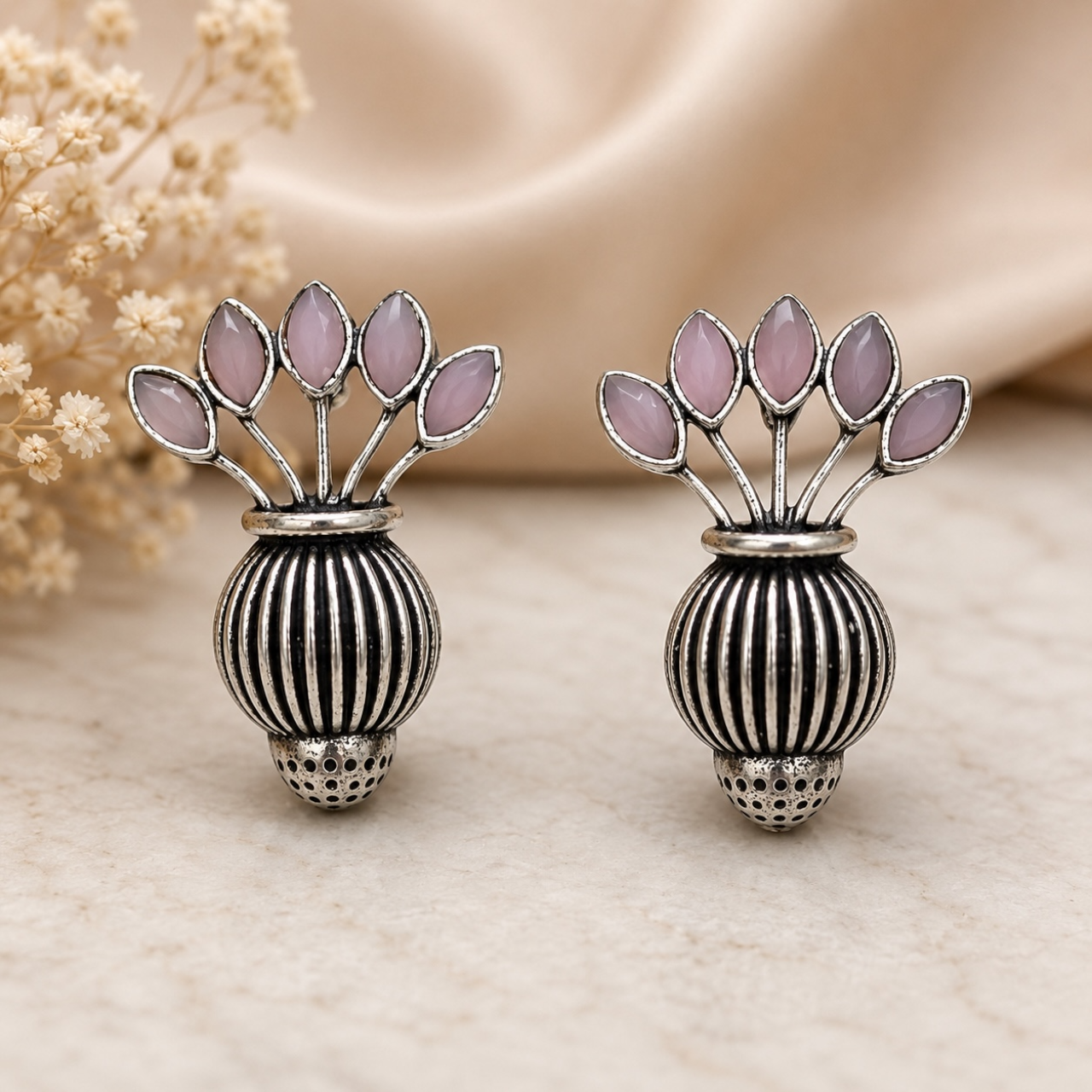 Vase Brass Studs - Pink