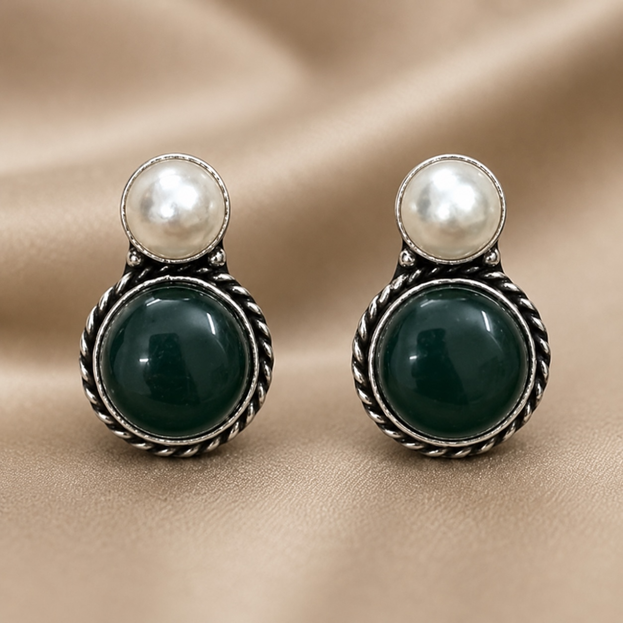 Vayu Brass Studs - Green