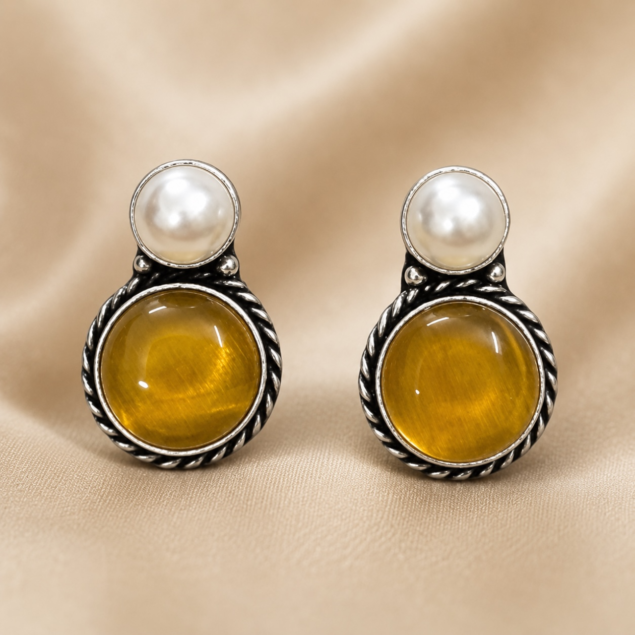 Vayu Brass Studs - Yellow