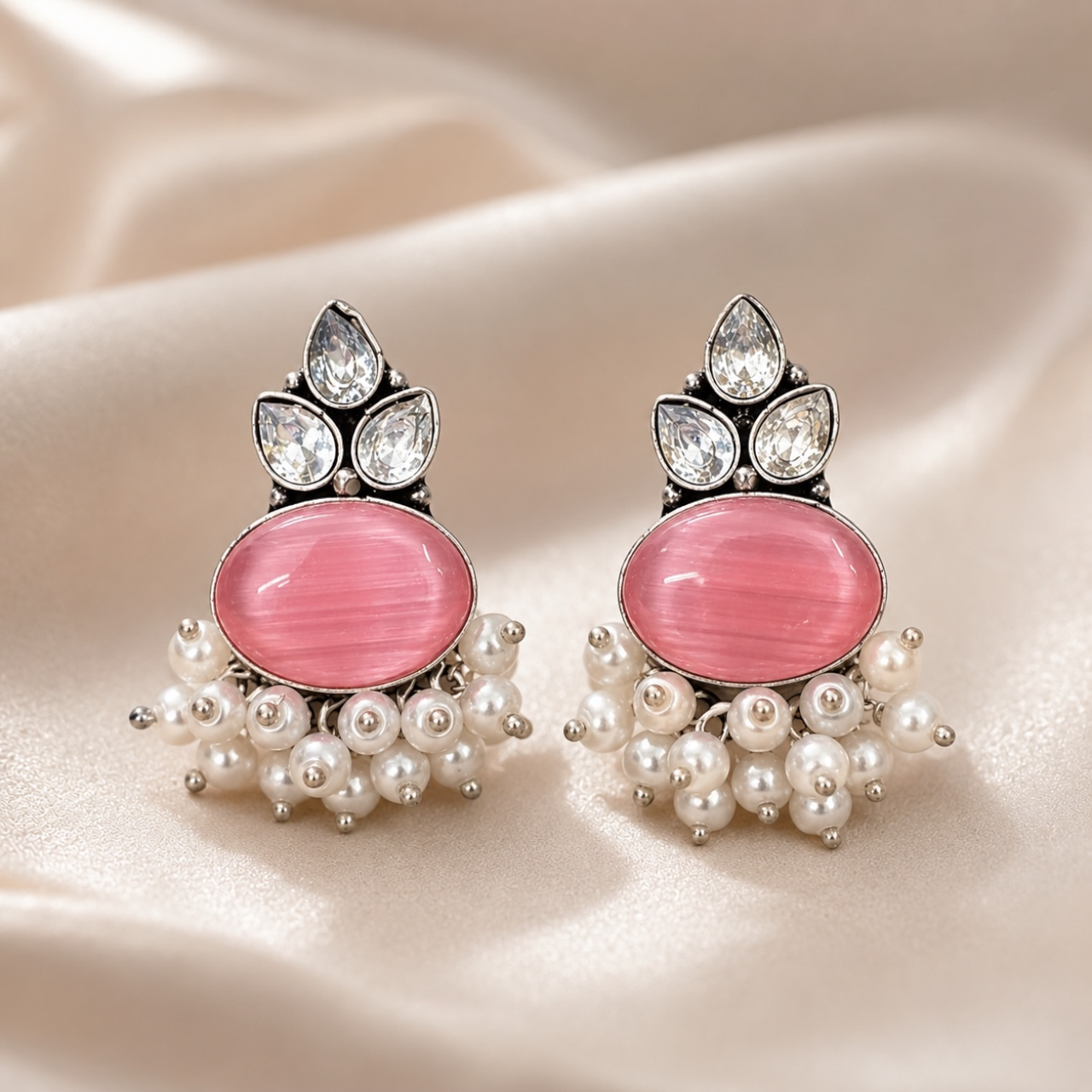 Zouk Brass Studs - Pink
