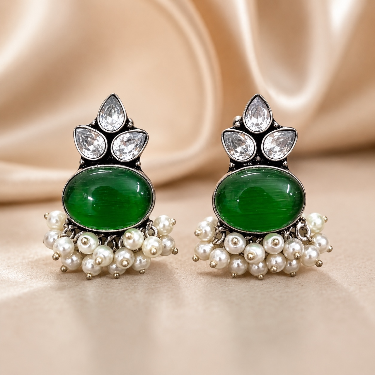 Zouk Brass Studs - Green