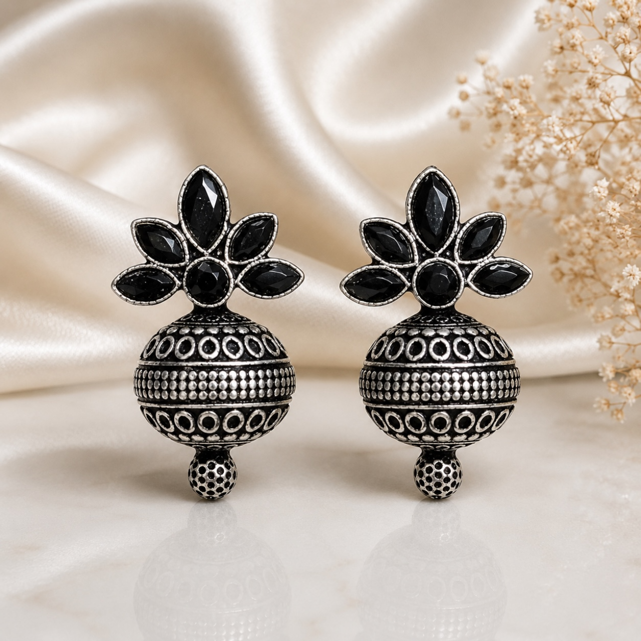 Manya Brass Studs - Black
